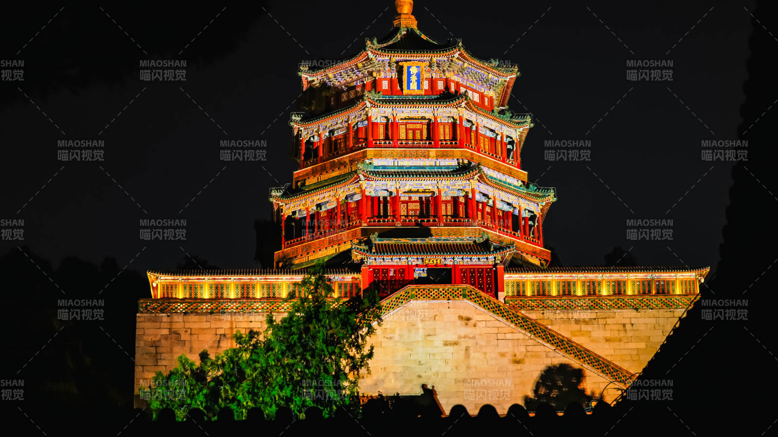 夜色中的頤和園佛香閣