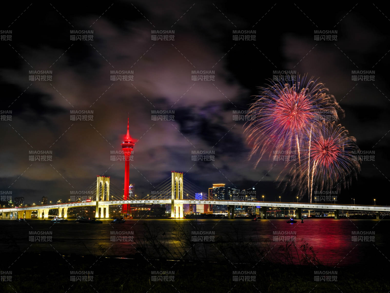 澳門夜景煙花璀璨