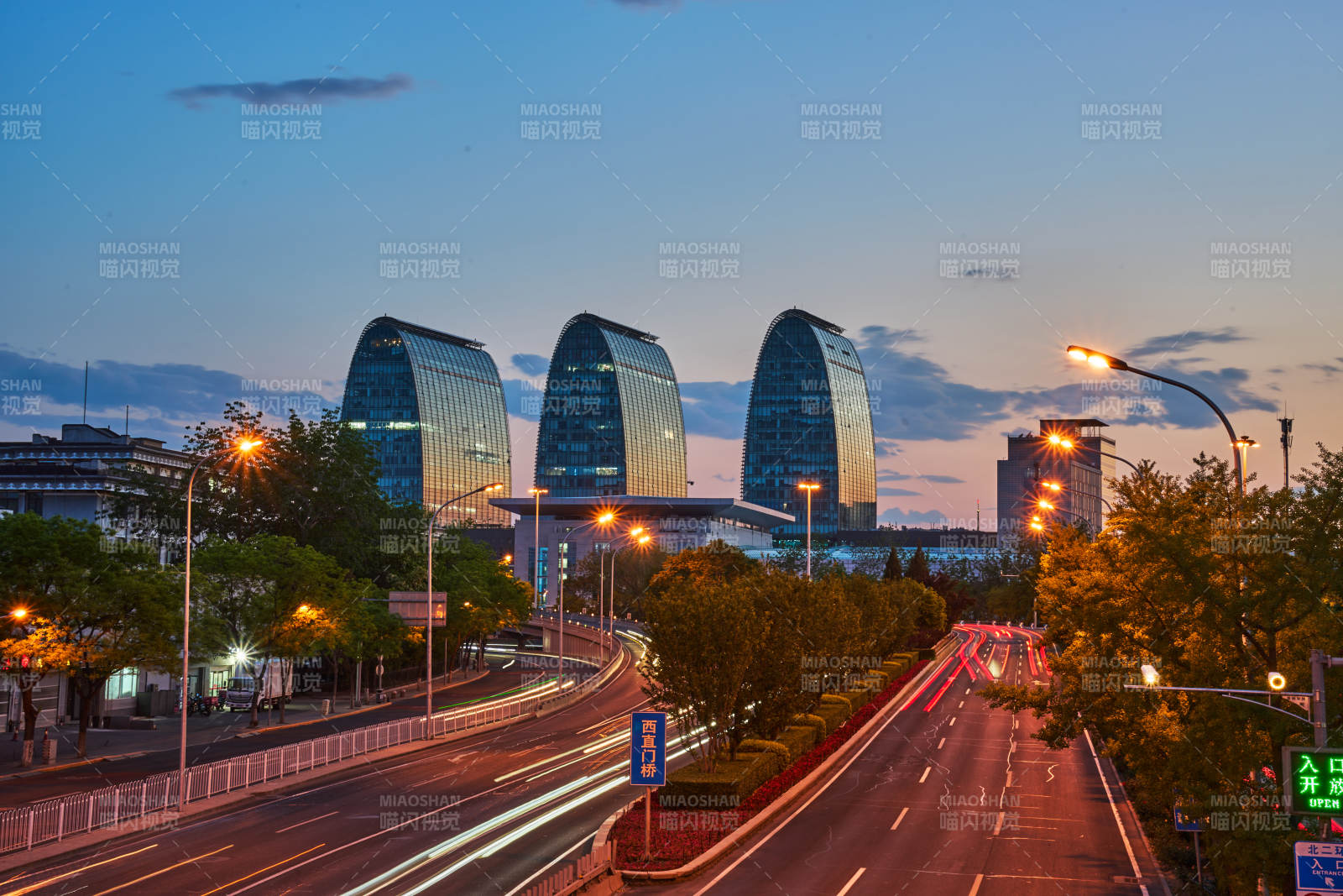北京西直門城市夜景 流光溢彩