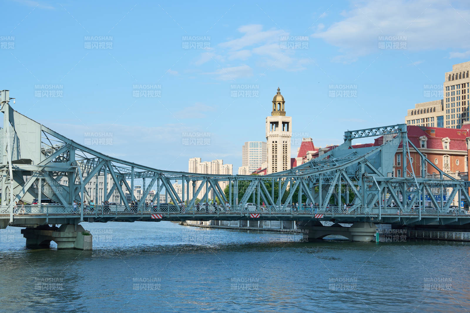 天津海河城市橋梁風光