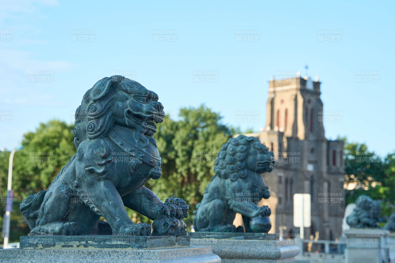 天津海河石獅城市景觀