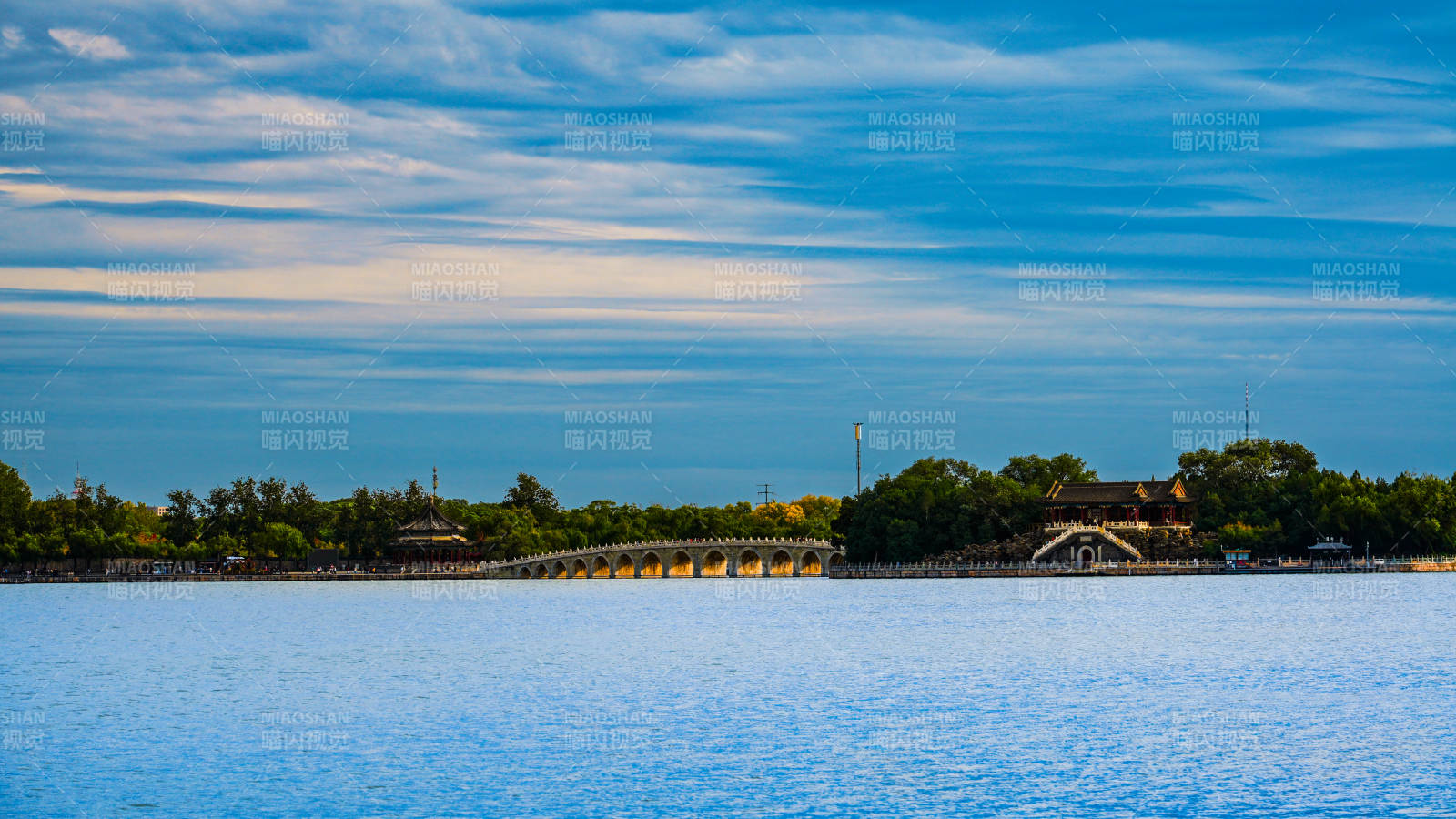 頤和園昆明湖畔拱橋美景