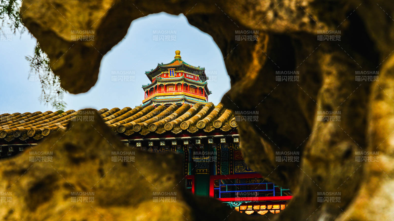 頤和園佛香閣古塔穿洞景