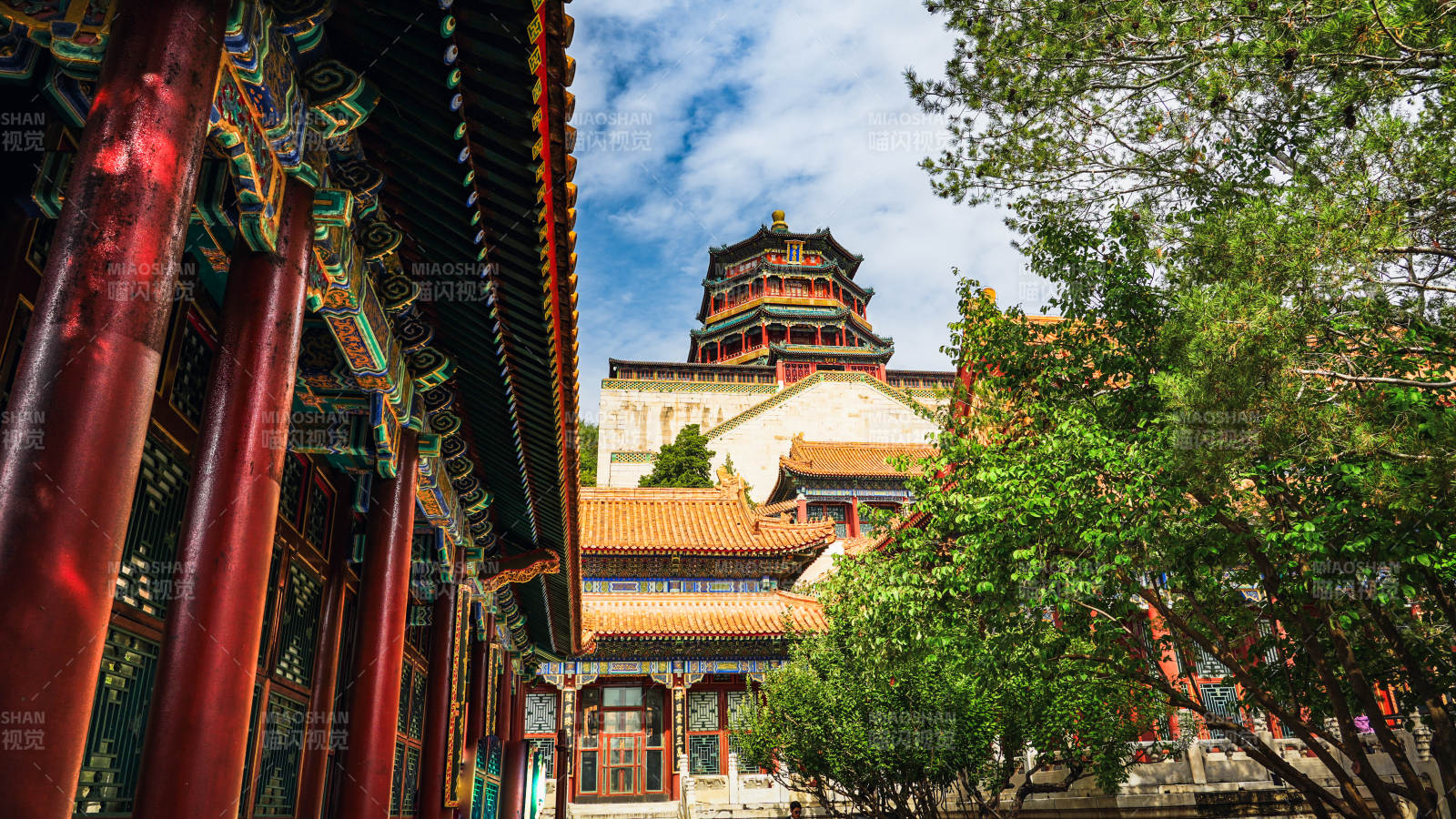 頤和園古建筑庭院風光