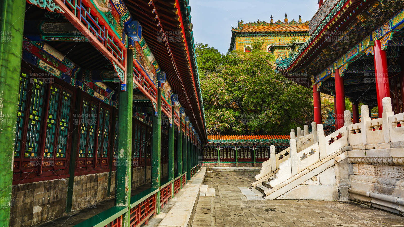頤和園古建筑庭院風光