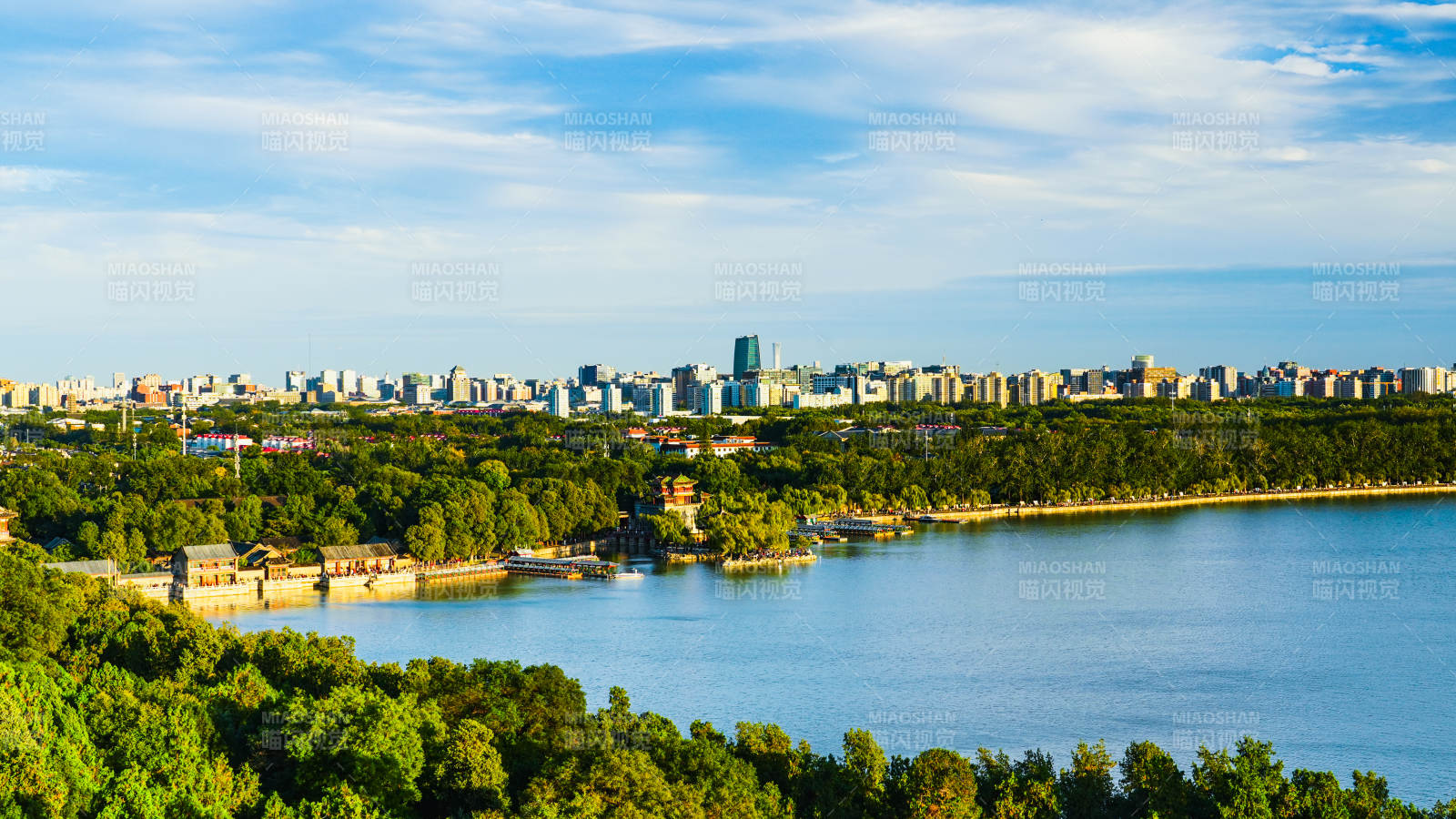 頤和園湖畔城市風光