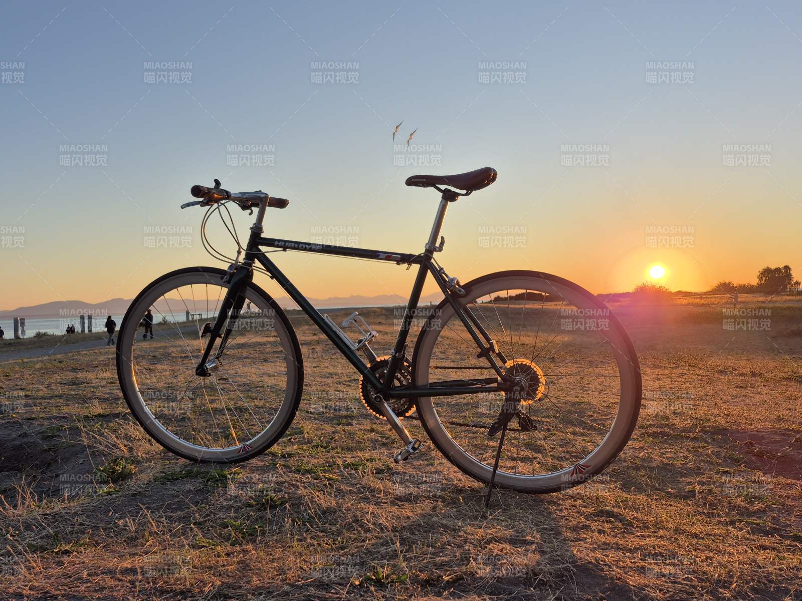 日落單車剪影