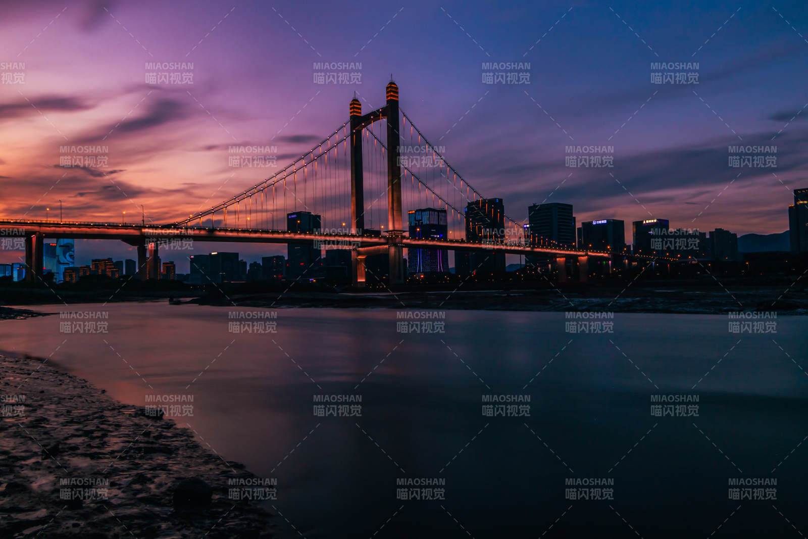 福州鼓山大橋暮色大橋夜景