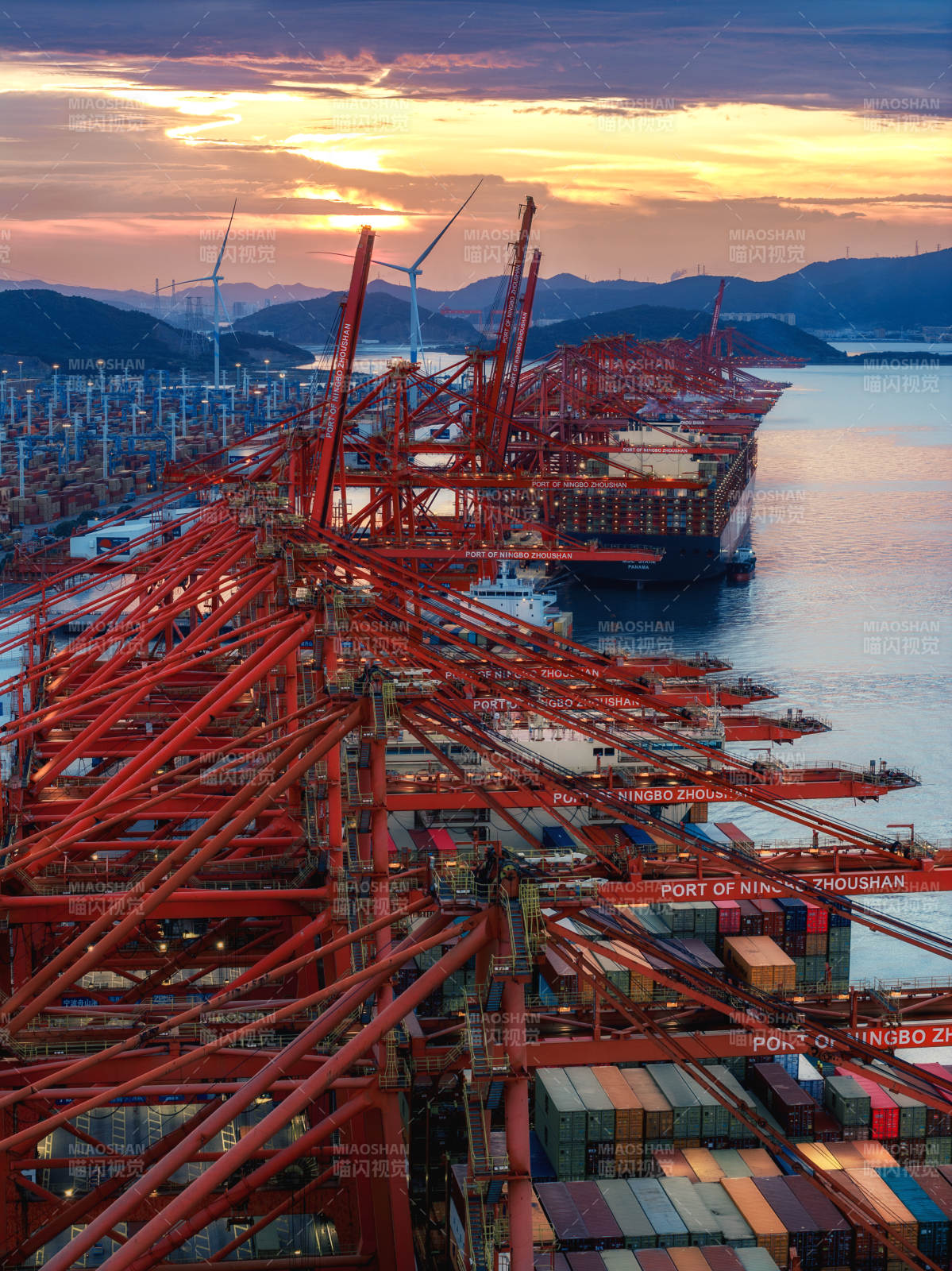 宁波舟山港日落