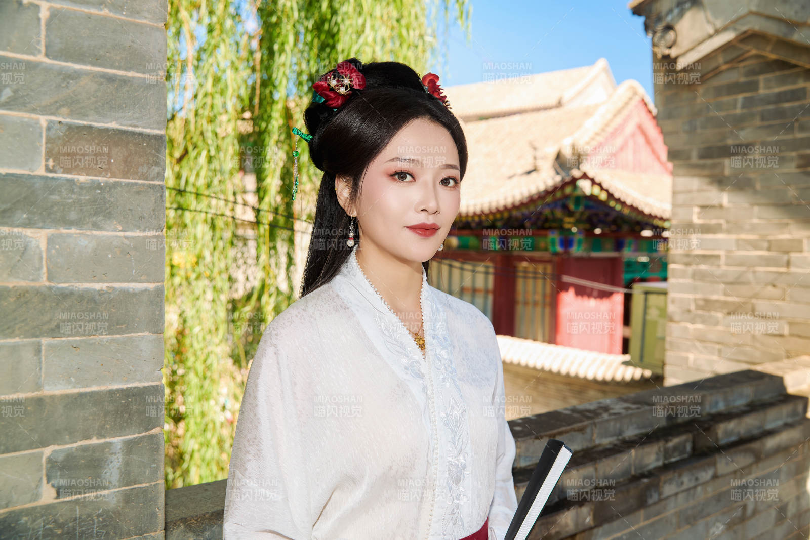 穿著中國漢族服飾馬面裙的東方女性