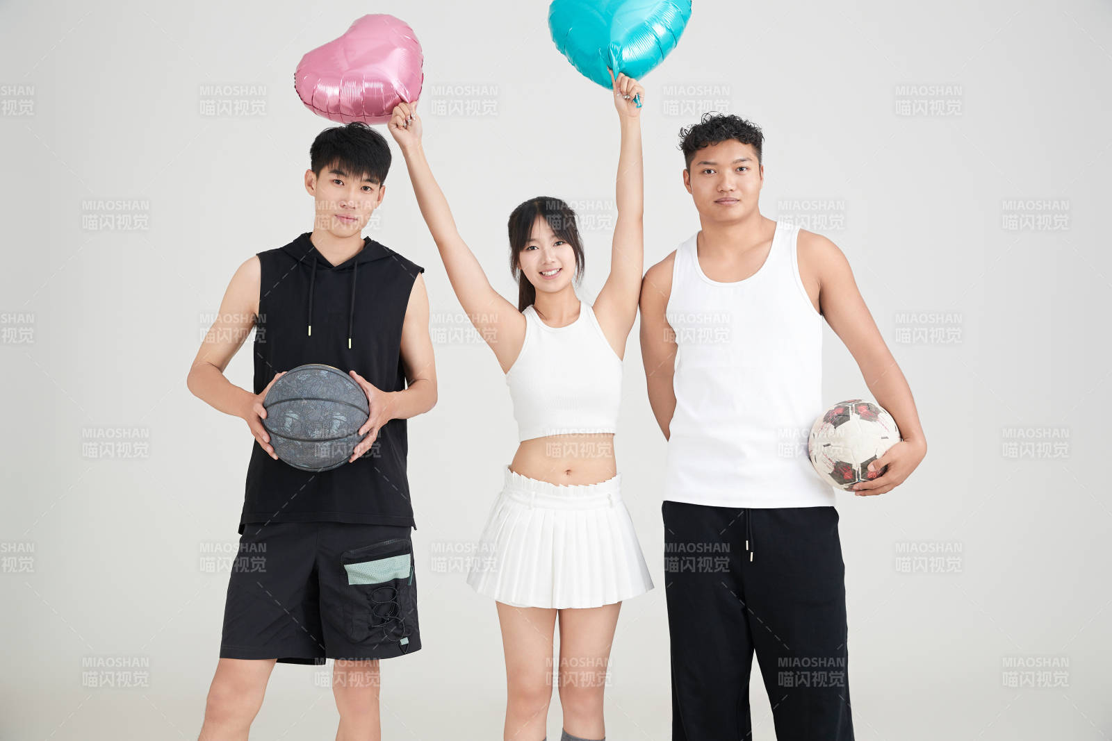 足球 籃球運動員以及拉拉隊長形象