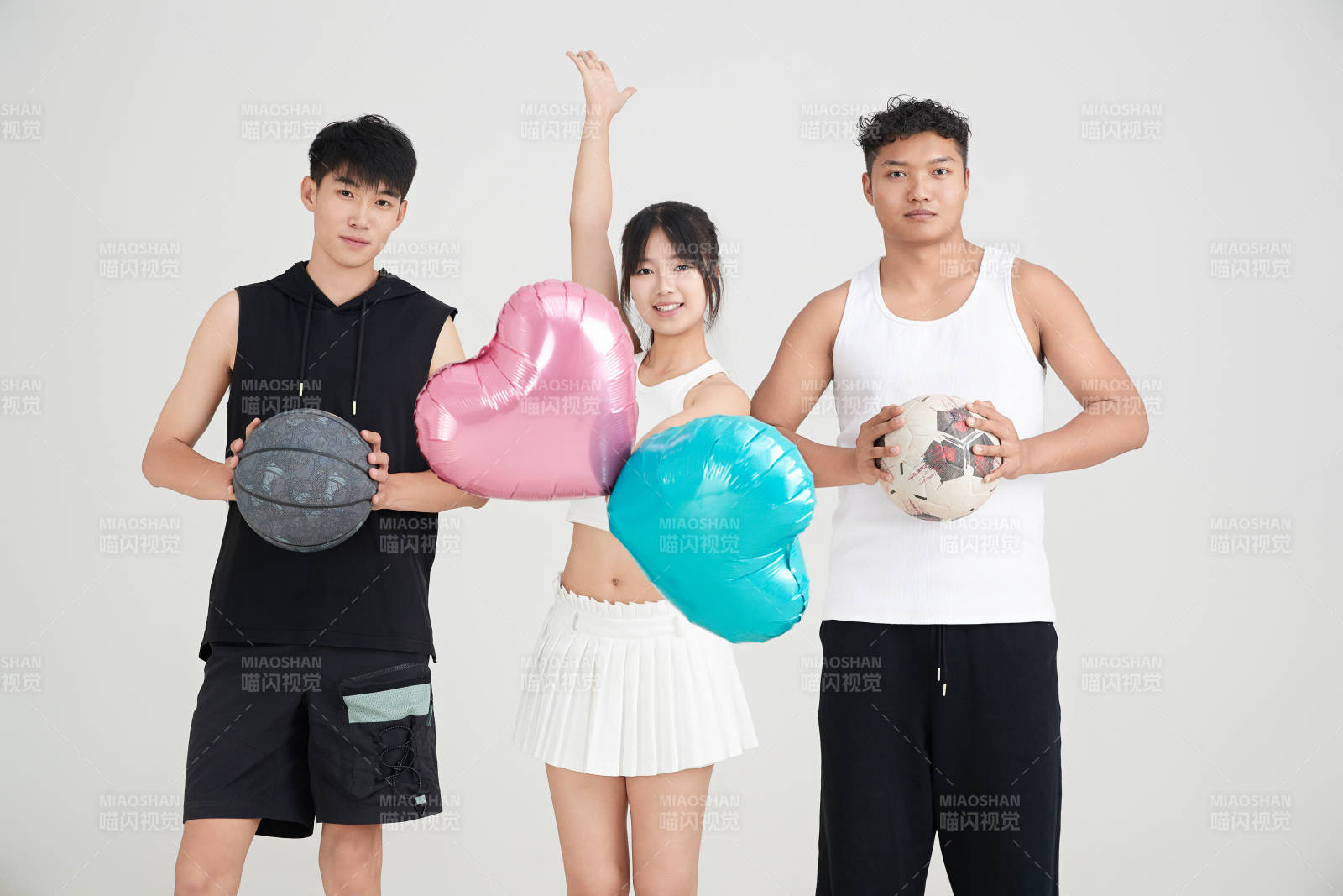 足球 籃球運動員以及拉拉隊長形象