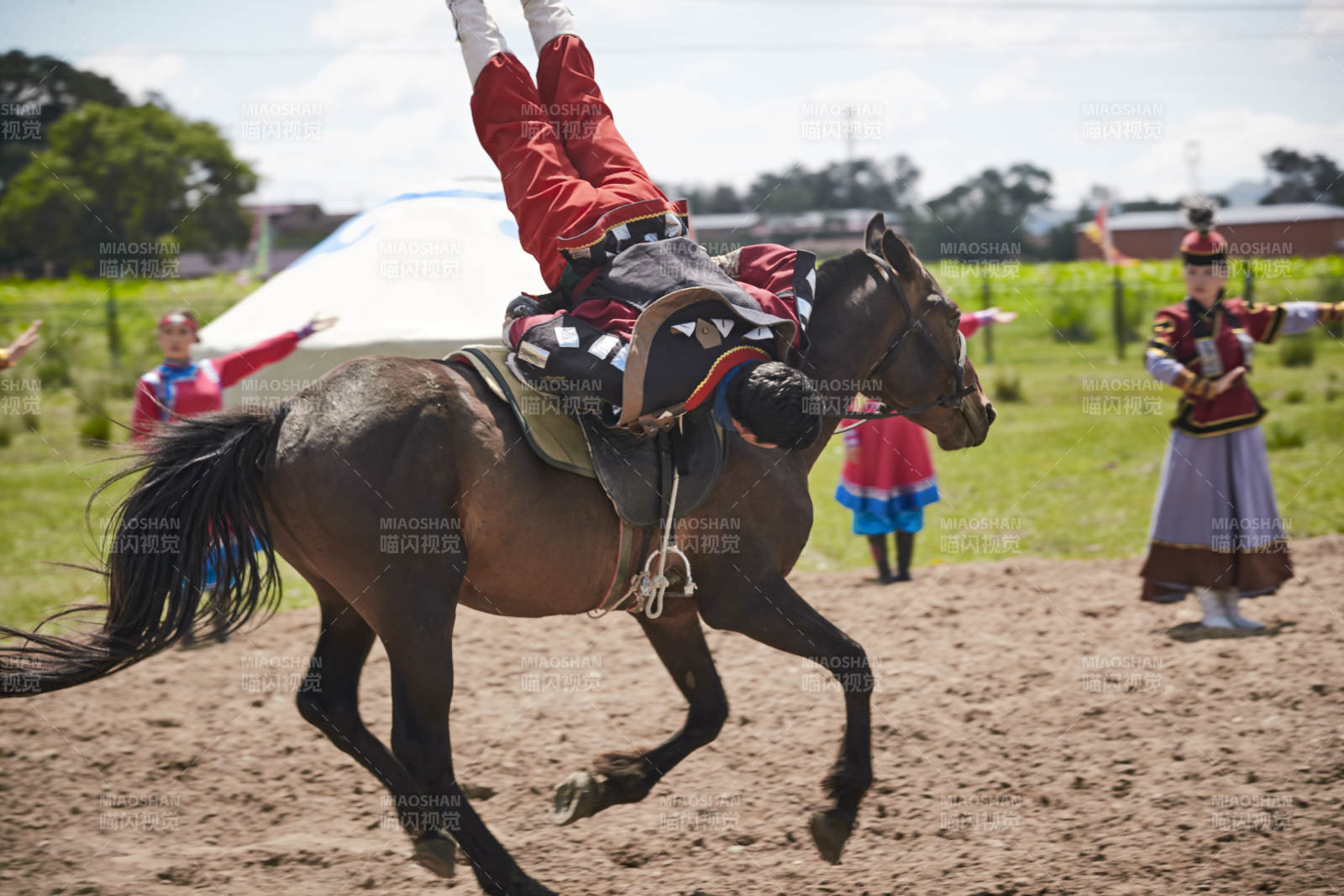 河北省沽源縣庫倫淖爾景區的蒙古馬術表演