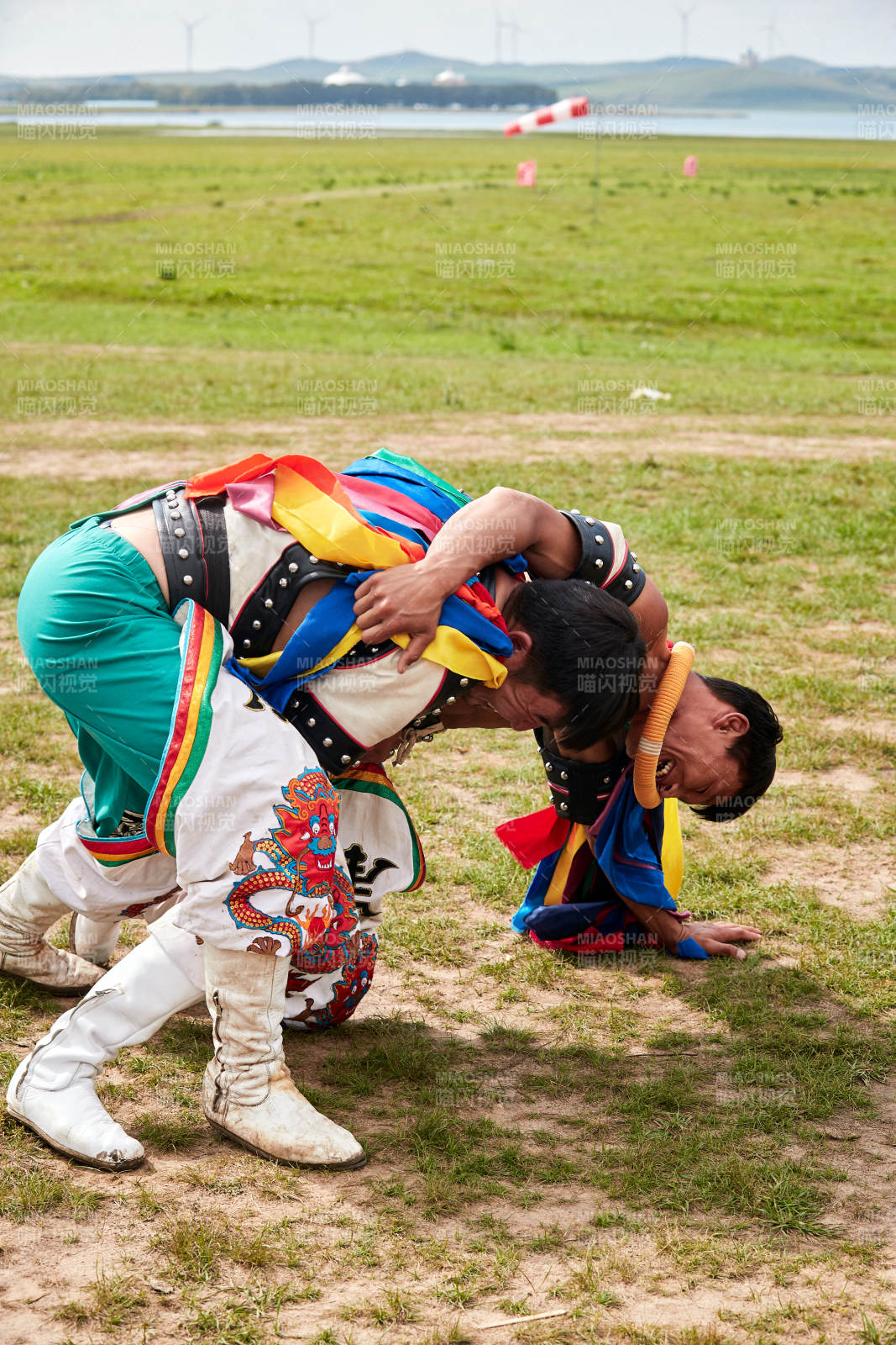 草原那達慕大會上的蒙古摔跤手