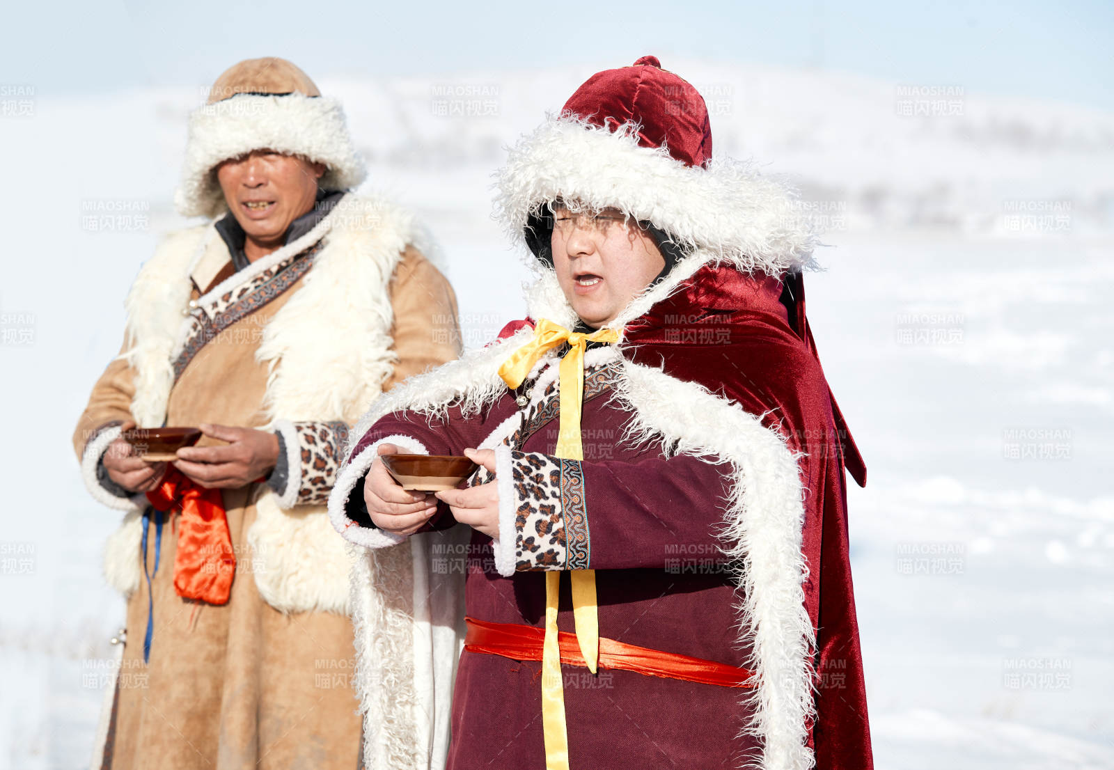 冬季冰上捕魚開網祈福祭祀儀式