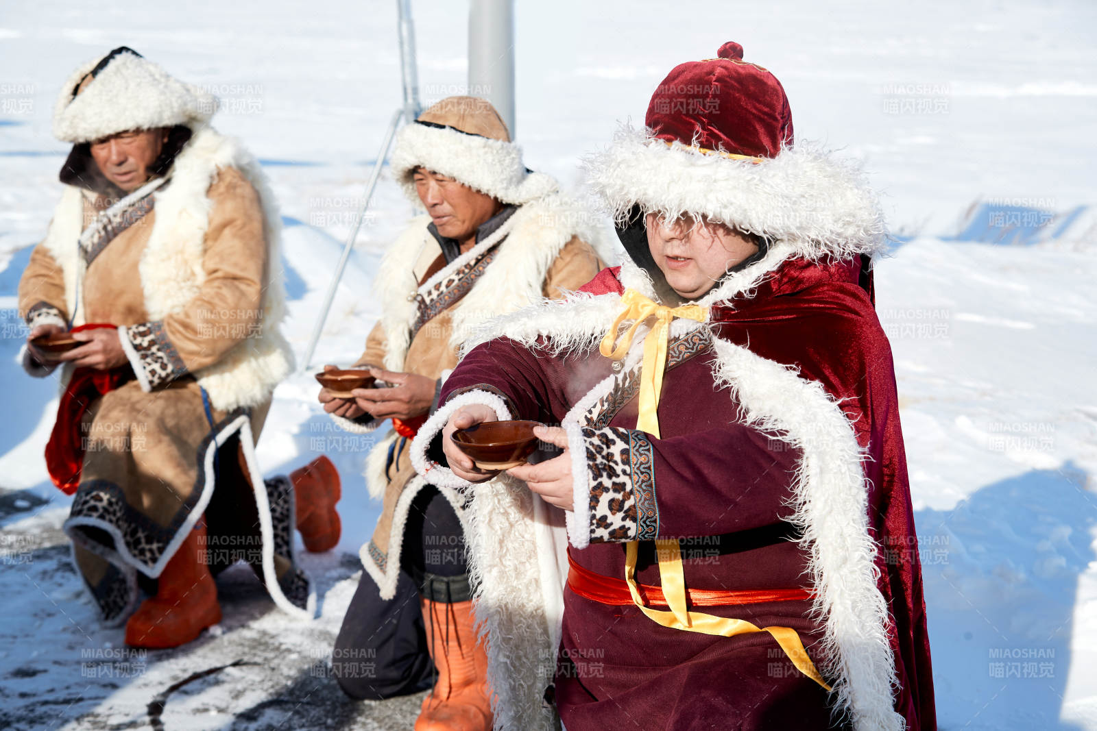 冬季冰上捕魚開網祈福祭祀儀式