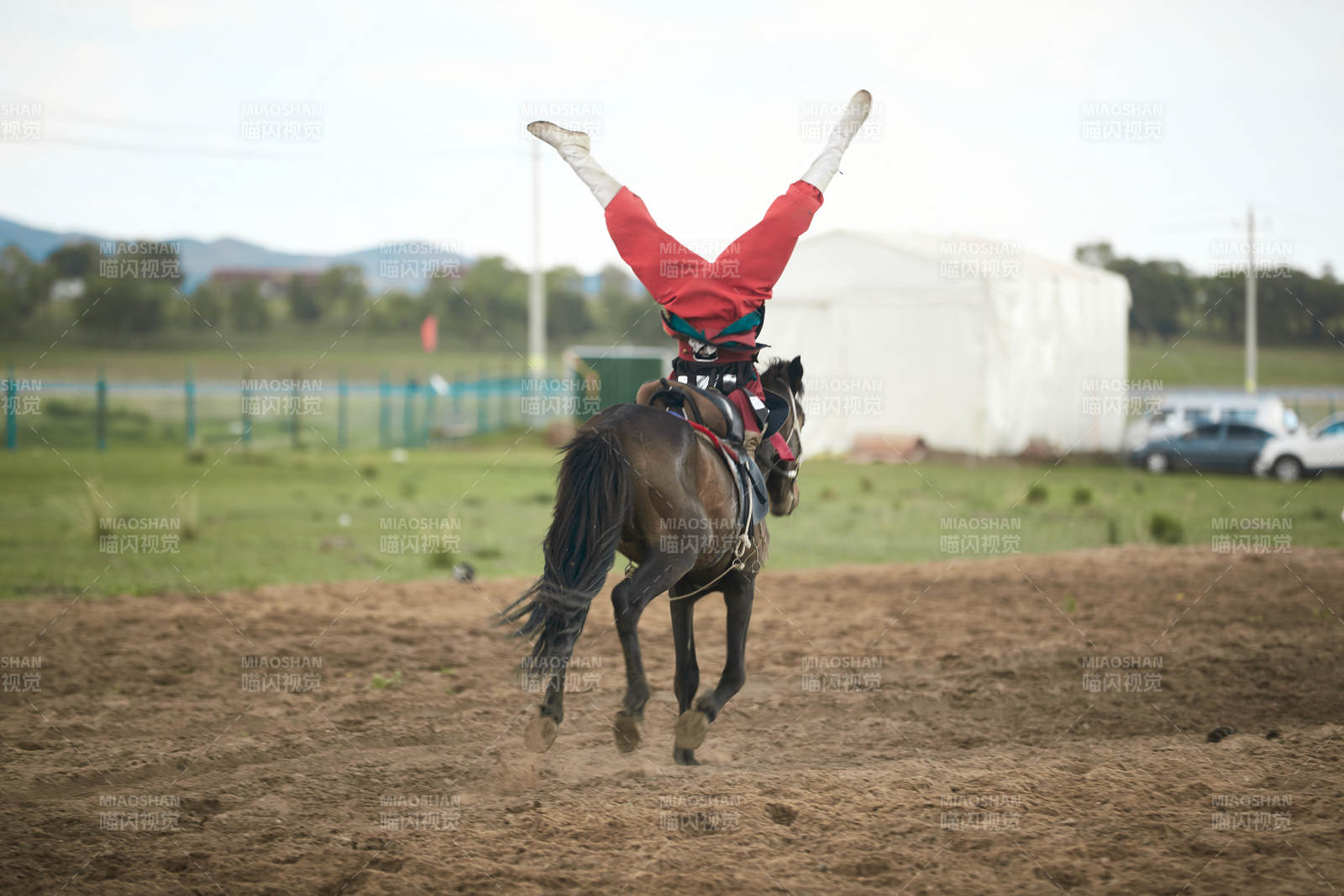 河北省沽源縣庫倫淖爾景區的蒙古馬術表演