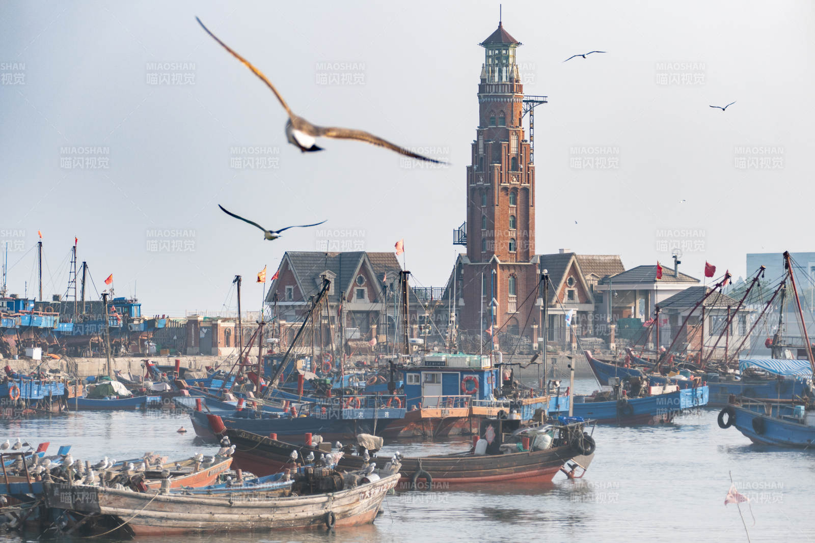 遼寧大連漁人碼頭塔影船影