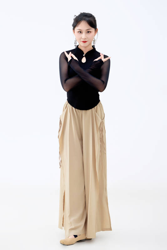 白色背景下表演中国古典舞的魅力舞者