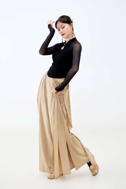 白色背景下表演中国古典舞的魅力舞者