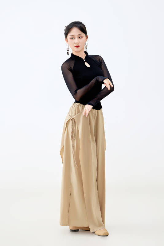 白色背景下表演中国古典舞的魅力舞者