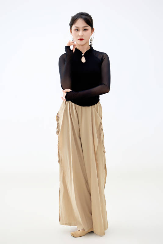 白色背景下表演中国古典舞的魅力舞者