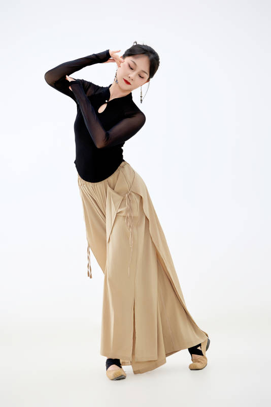 白色背景下表演中国古典舞的魅力舞者