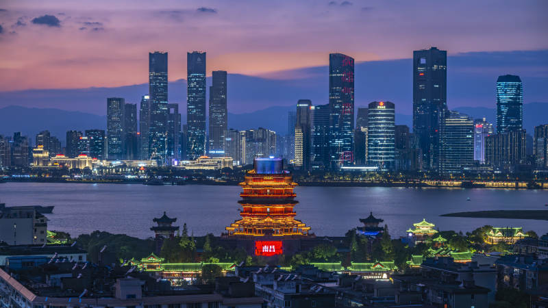 南昌夜景赣江滕王阁