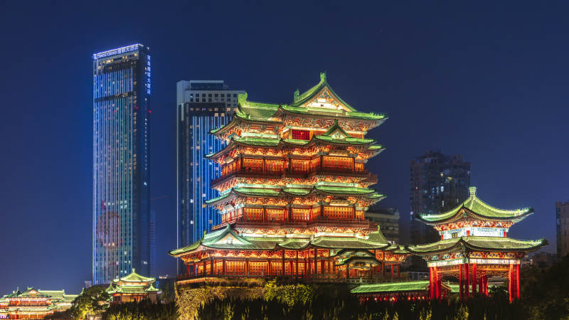 滕王阁夜景璀璨