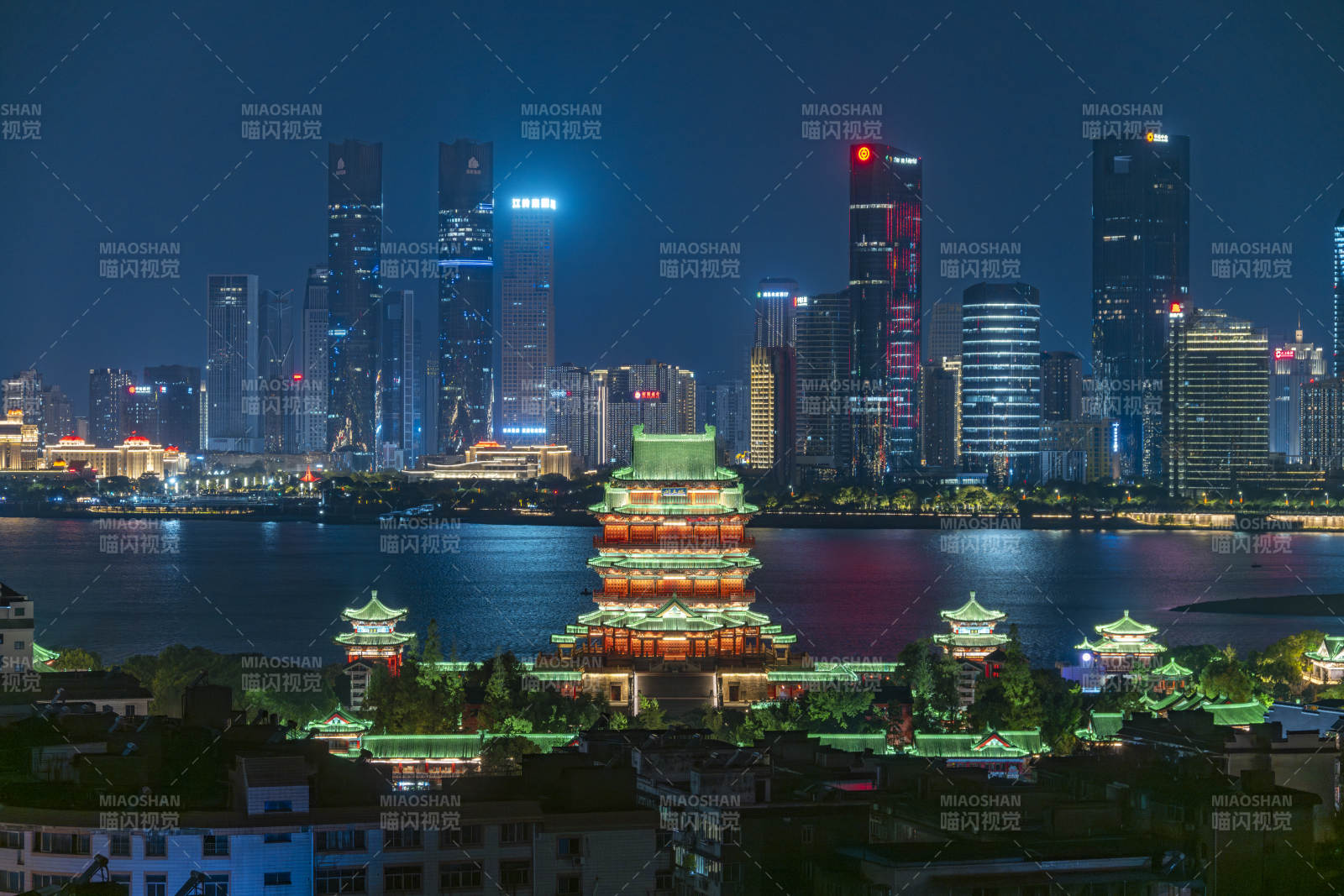南昌滕王阁夜景城市风光