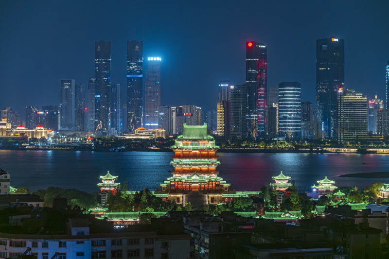 南昌滕王阁夜景城市风光