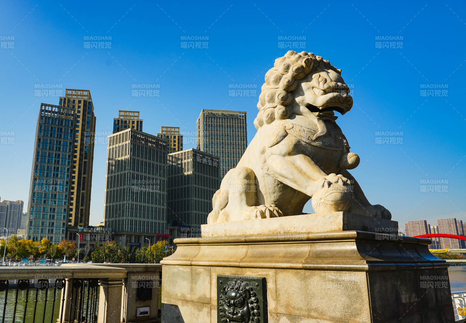 天津狮子桥石狮守桥 城市天际线