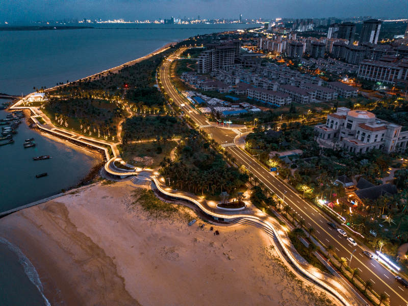 海口西海岸夜景海岸线风光