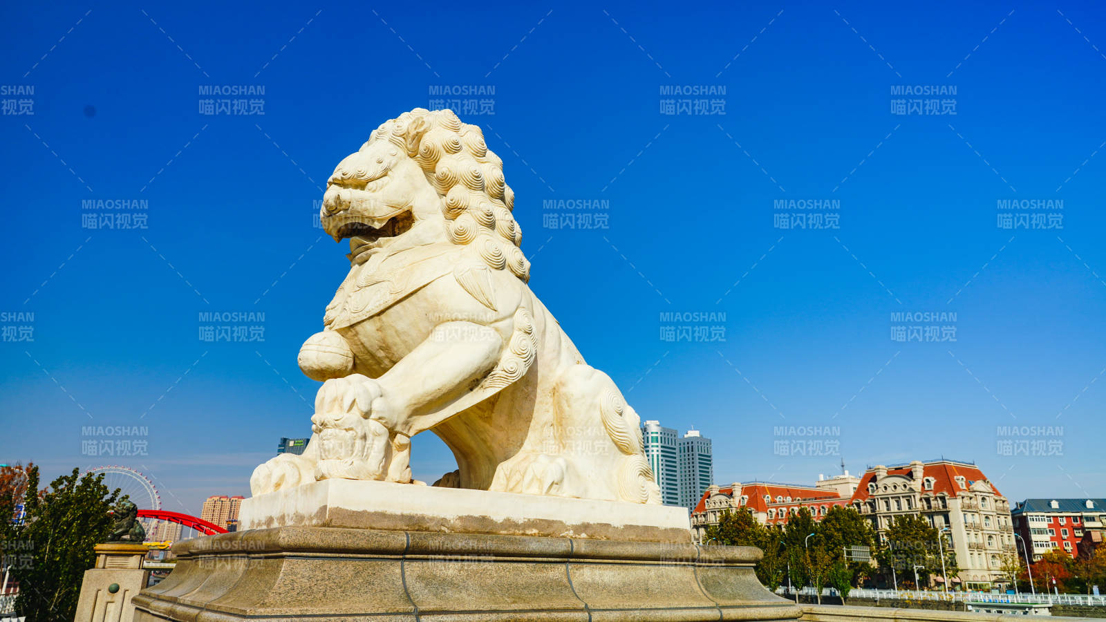 天津狮子桥石狮守望城市天际