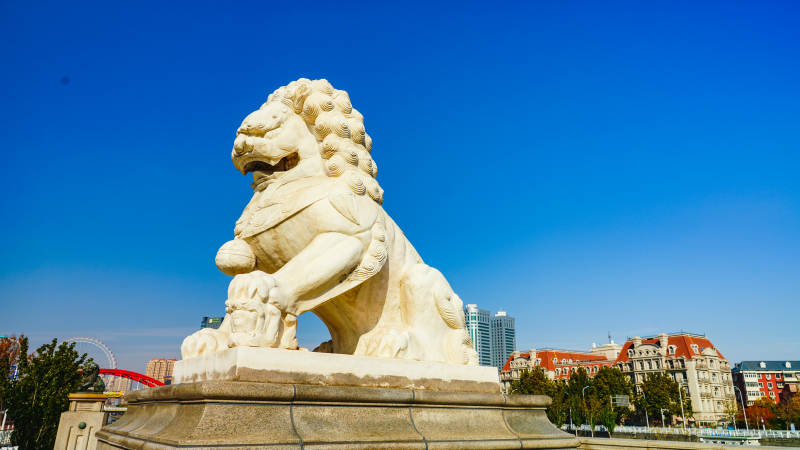 天津狮子桥石狮守望城市天际