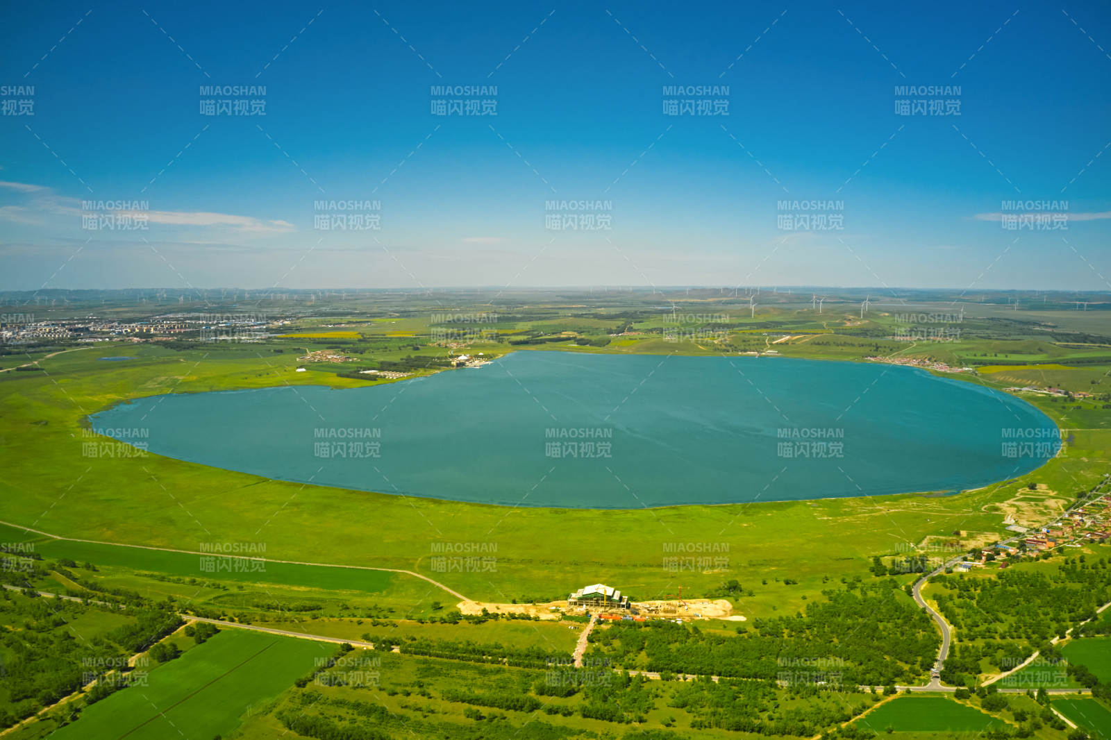 河北省沽源县库伦淖湖航拍全景