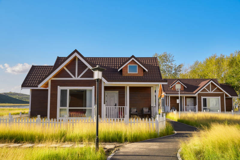 中国河北张家口库伦淖景区木屋别墅建筑群