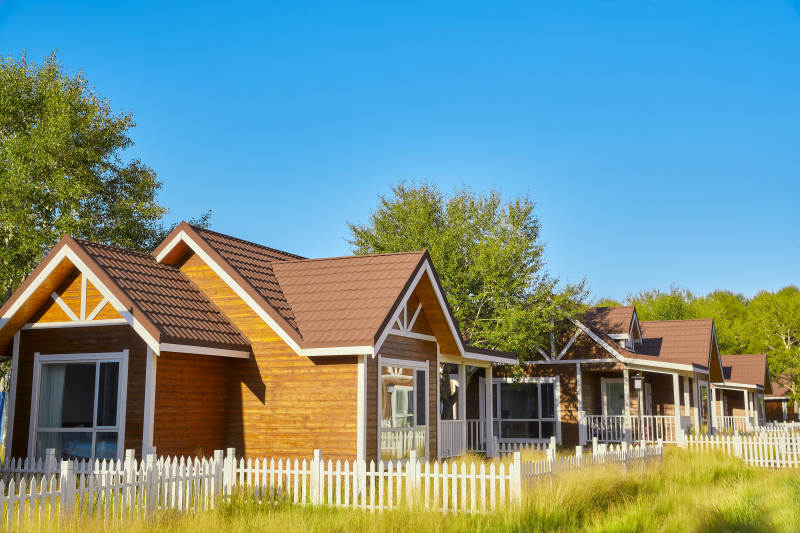 中国河北张家口库伦淖景区木屋别墅建筑群