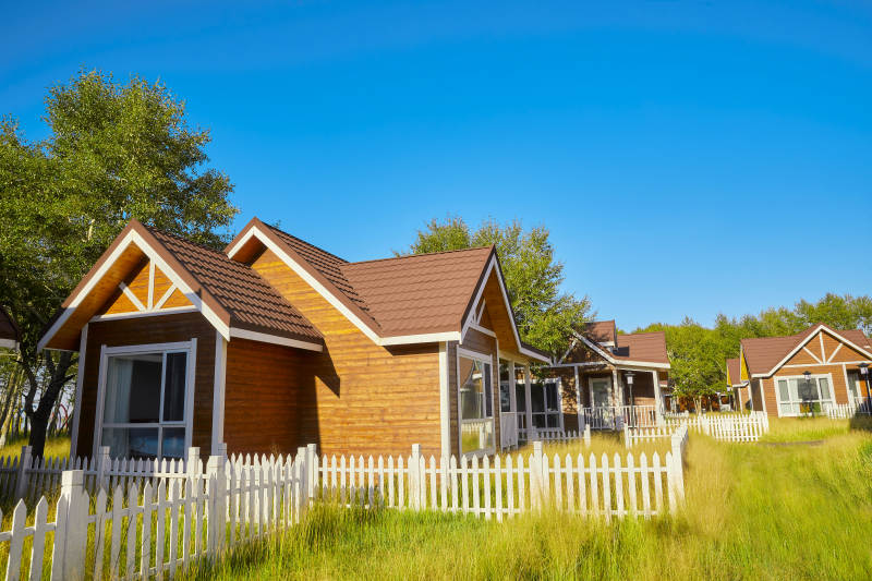 中国河北张家口库伦淖景区木屋别墅建筑群