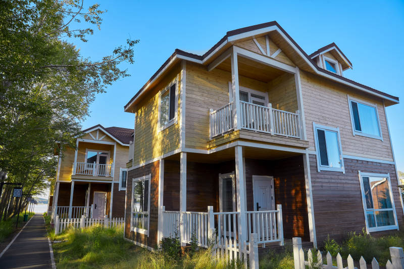 中国河北张家口库伦淖景区木屋别墅建筑群