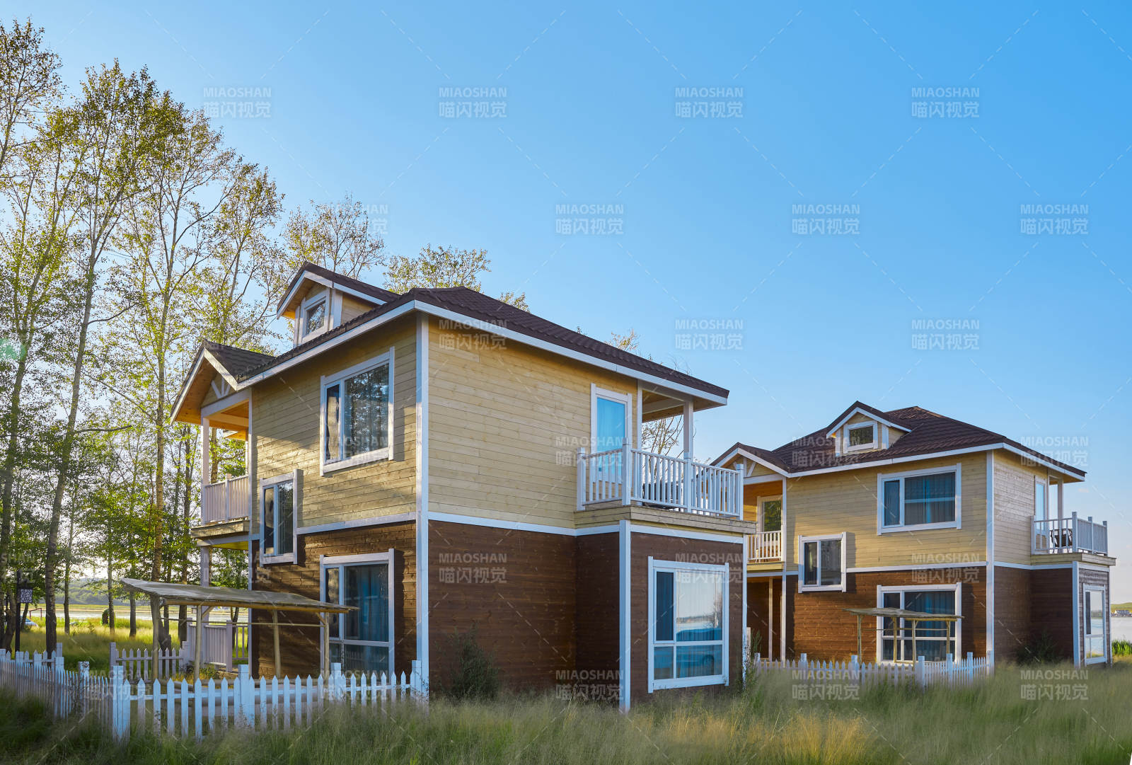 中国河北张家口库伦淖景区木屋别墅建筑群