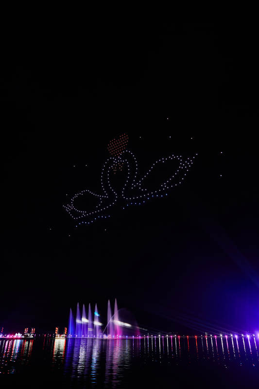 河北省张家口沽源县库伦淖尔景区无人机表演