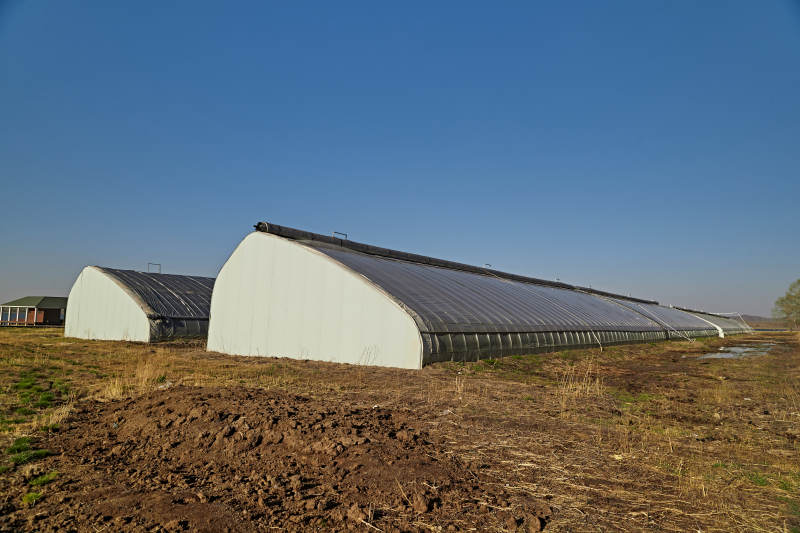 河北省沽源县库伦淖尔景区春季蔬菜大棚