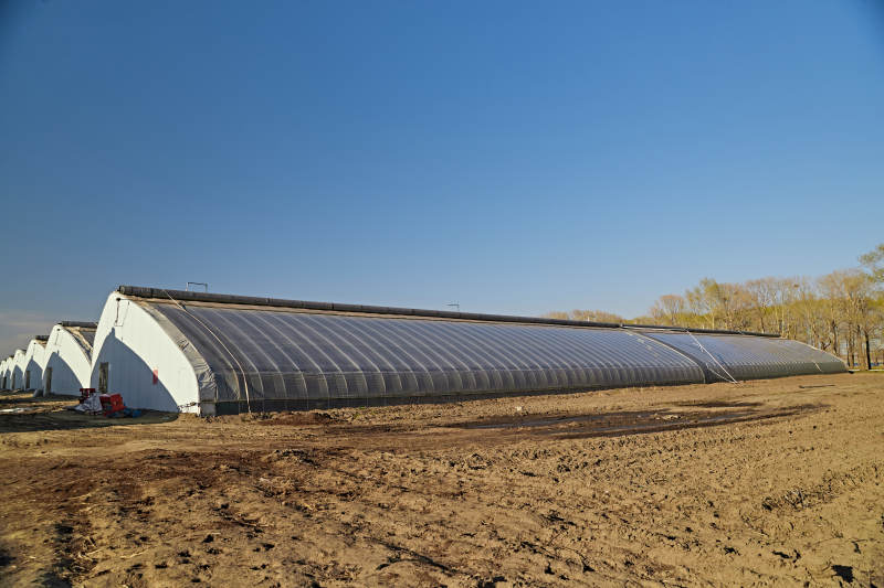 河北省沽源县库伦淖尔景区春季蔬菜大棚