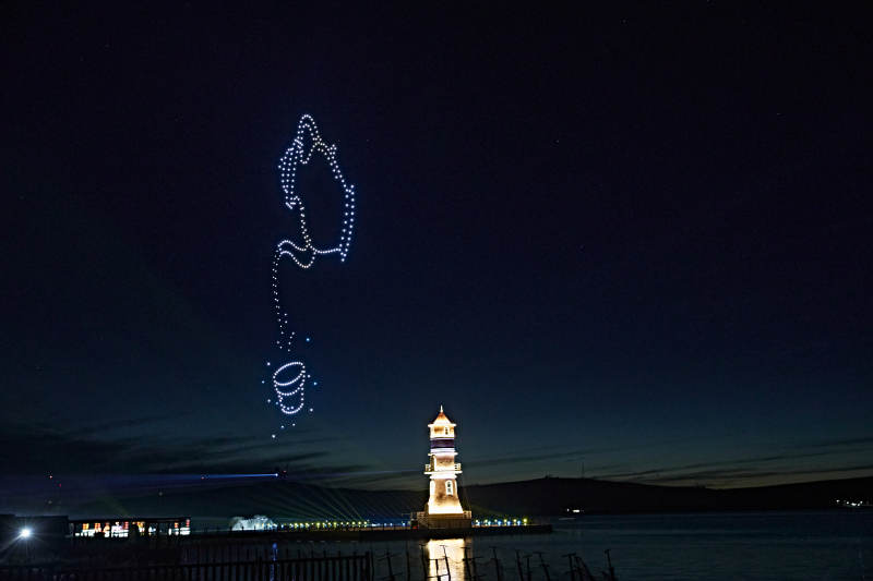 河北省张家口沽源县库伦淖尔景区无人机表演