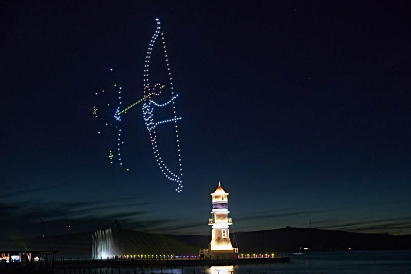 河北省张家口沽源县库伦淖尔景区无人机表演