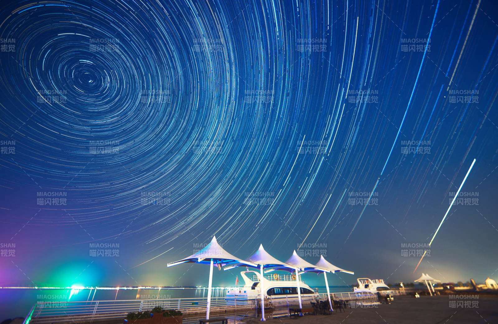 中国河北省张家口沽源县天鹅湖景区星轨