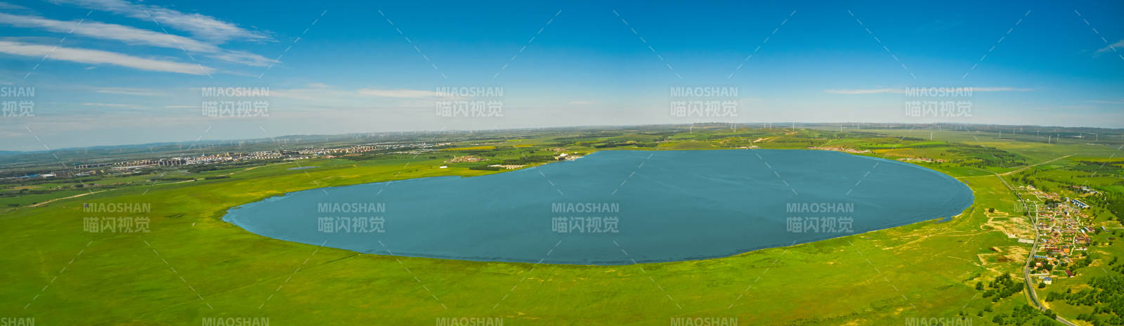 河北省沽源县库伦淖湖航拍全景