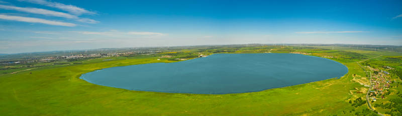河北省沽源县库伦淖湖航拍全景
