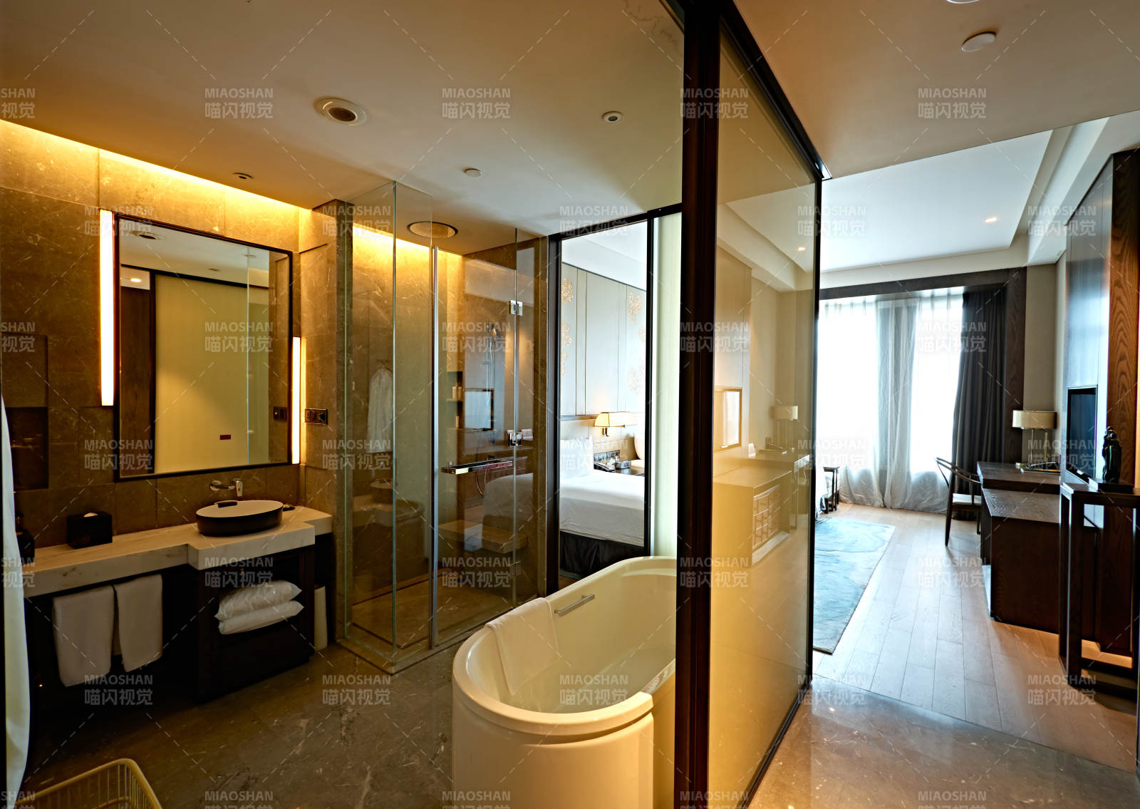 高档五星级酒店客房内部展示